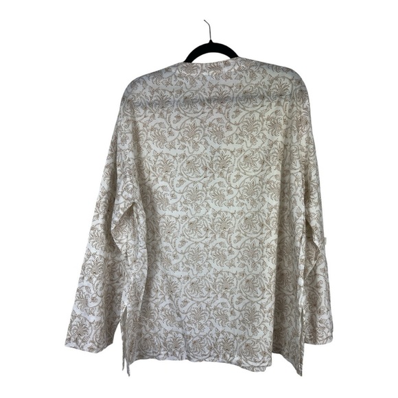 CP SHADES Sz M Vintage Tunic Top Ivory Floral Print Cotton - Picture 2 of 8